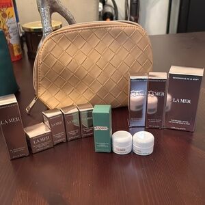 La Mer sample Skincare Set with Tan Quilted Bag
